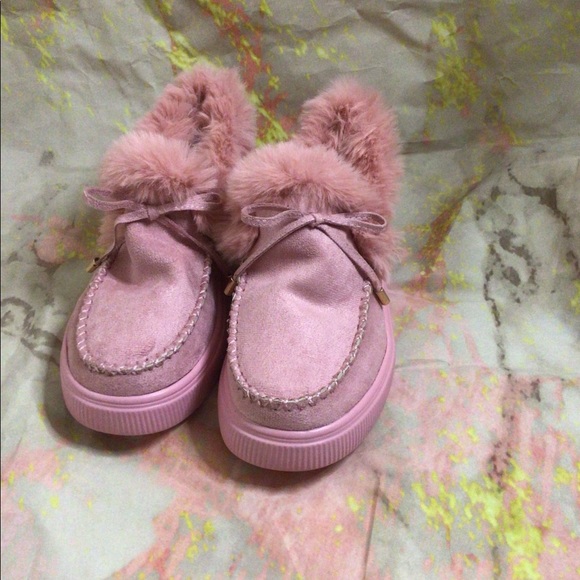 snow faux fur platform slip on loafer